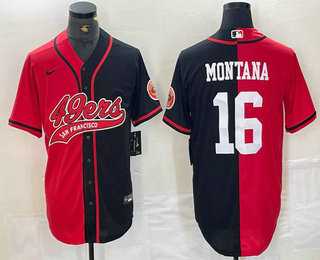 Men's San Francisco 49ers #16 Joe Montana Red Black Two Tone Cool Base Stitched Baseball Jersey,We sell and wholesale Men's San Francisco 49ers #16 Joe Montana Red Black Two Tone Cool Base Stitched Baseball Jersey on line form chian!